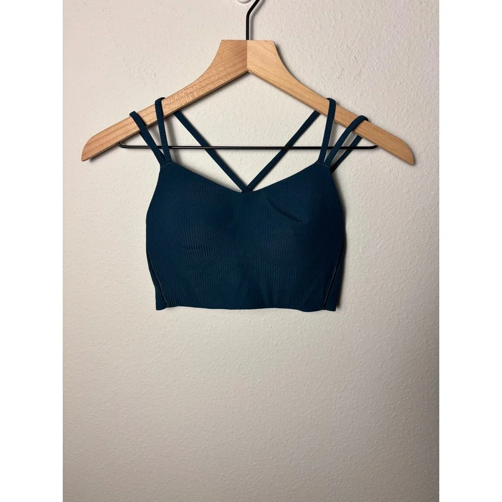 Lululemon Like a Cloud Ribbed Longline Bra Light Support B/C Cup Teal Size 4